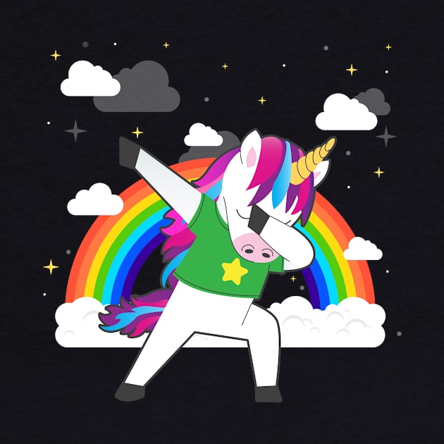 Dabbing Unicorn | Rainbow | Dance T-Shirt | Gift Idea by MerchMadness